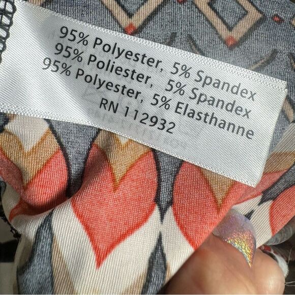 Cristina Love black and burnt orange abstract print smocked dress size medium - Picture 5 of 5